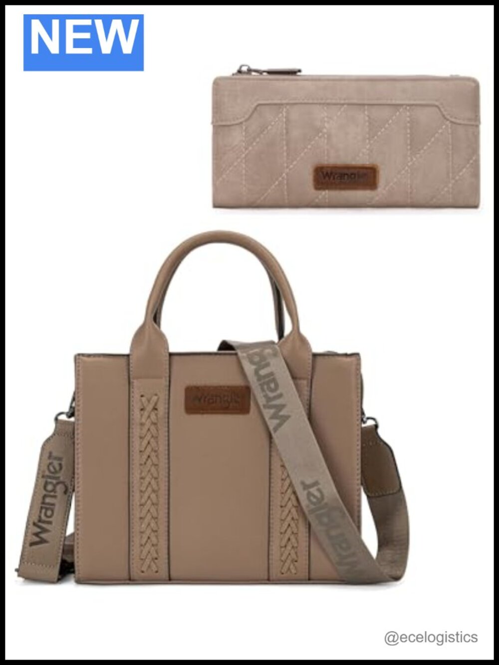 Whipstitch Tote Bag Wallet Set, Fabric, Wrangler Style, 2 Piece, Women's Handbag